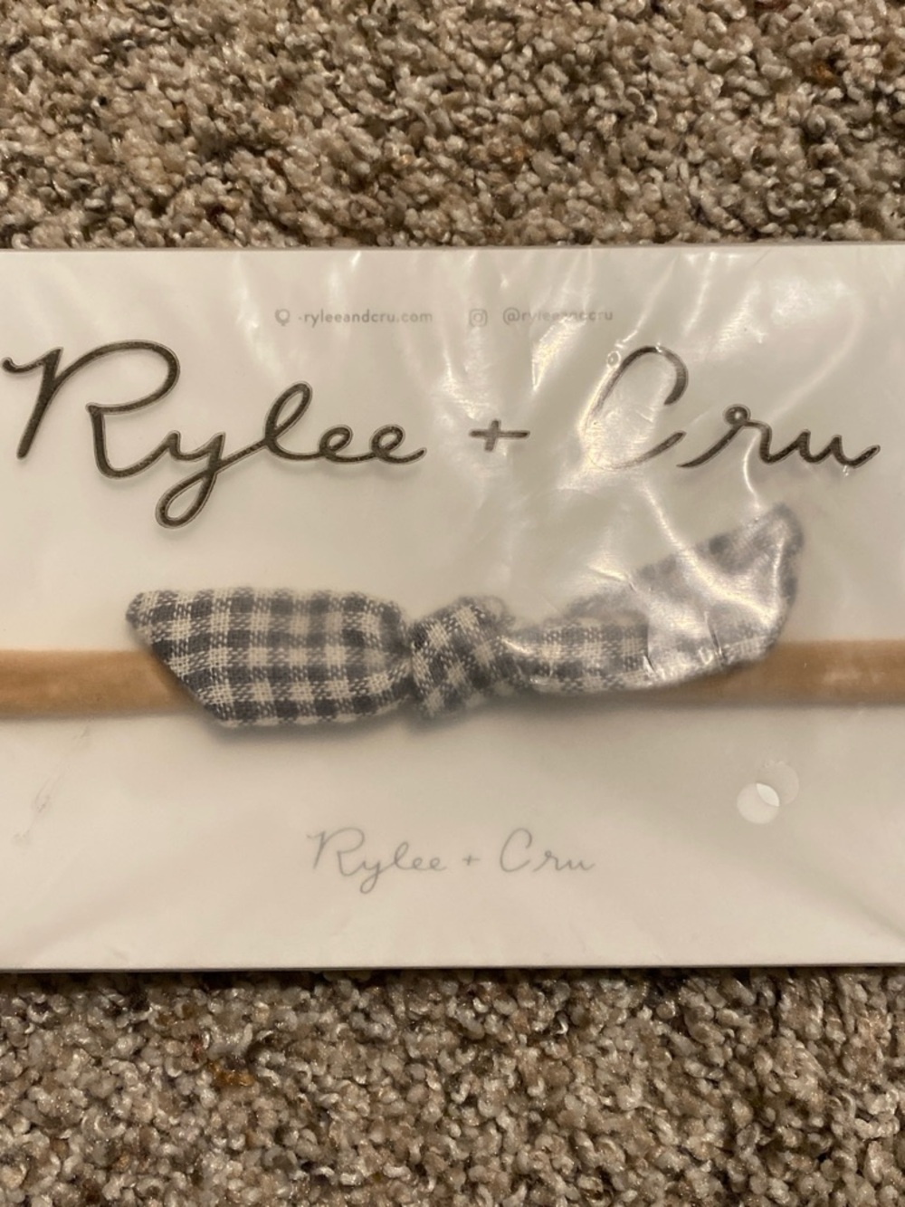 Rylee + Cru Grey Gingham Knotted Headband